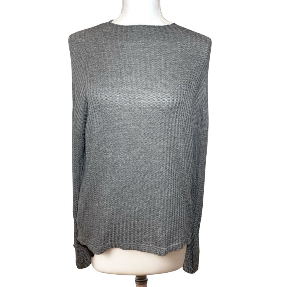 NWT Chaser Gray Waffle Knit Top‎ Women Small
